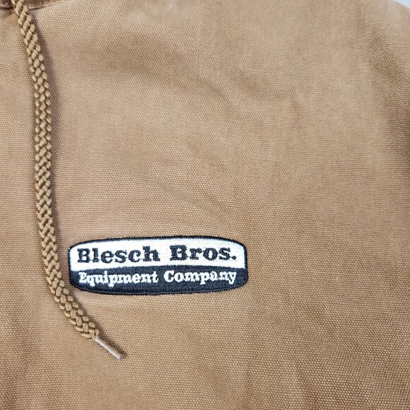 VTG Canvas Jacket Men's XLT Hooded Duck Brown Quilt Lined Workwear Logo THRASHED - Picture 11 of 16